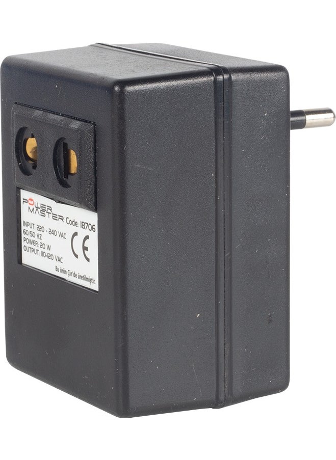 melekstore - Powermaster PM-18706 220V-110V 20VA Ac/ac Converter Transformer - Image 1