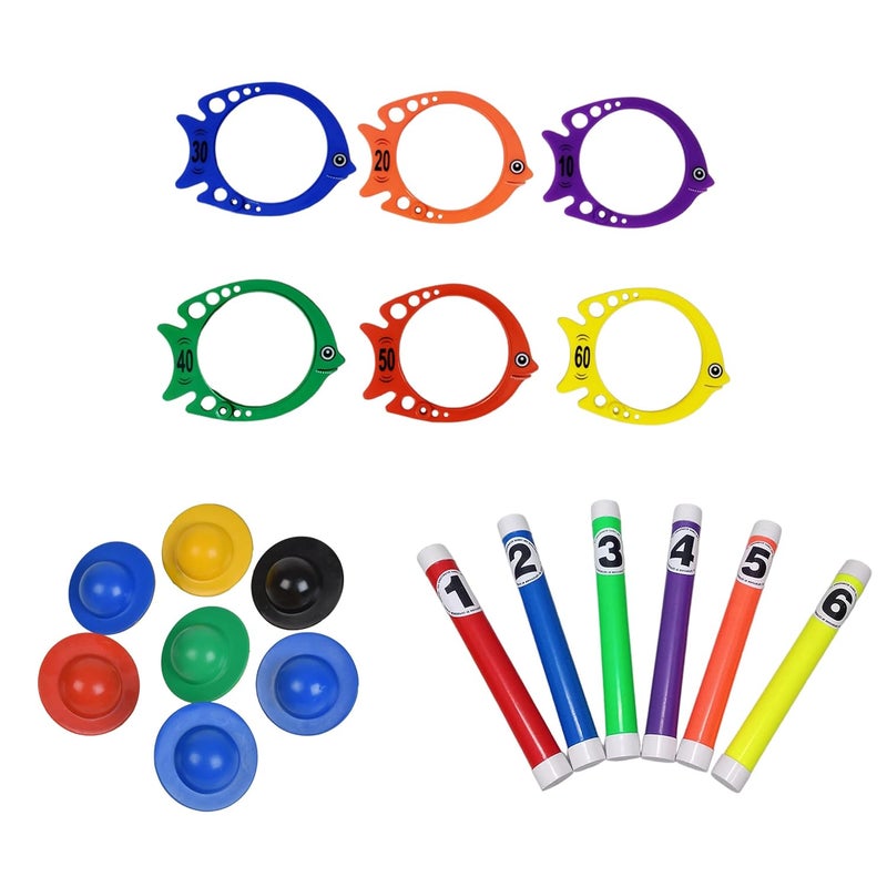 Fitfix ™ Swimming Toy Set of Floating Egg Flips, Diving Stick, Diving Vertical Fish, I Diving Toys for Children I Ideal Gift Set - Made in India (Egg Flips + Diving Stick + Diving Fish) - Image 1