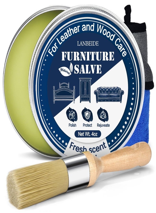 LANBEIDE Furniture Salve with Brush for Leather Wood, Polisher and Conditioner for Leather Couch and Furniture-Repair Salve 4OZ with Brush and Towel - Image 1