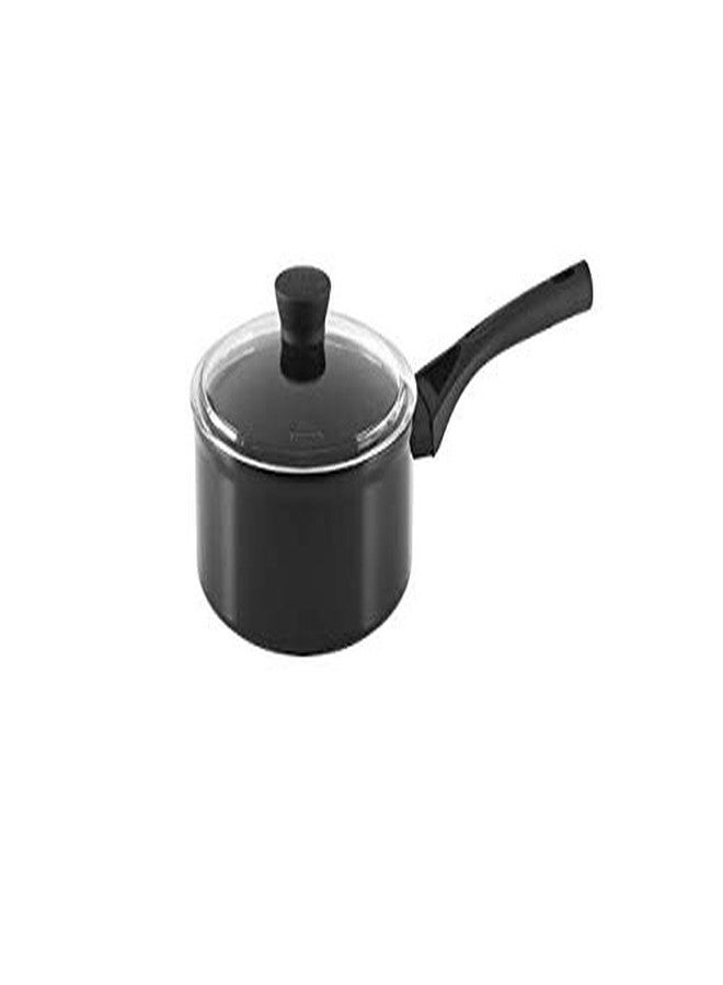 Hard Anodised Induction Compatible Saucepan with Stainless Steel Lid, Capacity 1.5 Litre, Diameter 16 cm, Thickness 3.25 mm, Black Pack of 2