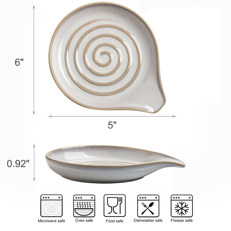 Cormomu Ceramic Spoon Rest for Stove Top, Large Spoon Holder for Kitchen Counter, Heat-Resistant & Easy to Clean, Non-Stick Spatula Holder for Cooking, Coffee Spoon, Kitchen Decor, White - Image 3