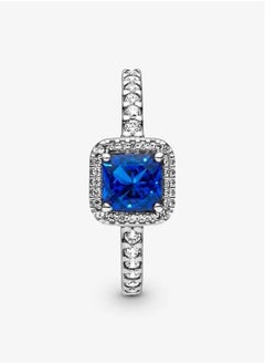 PANDORA PANDORA  Square Halo Ring in Sterling Silver with Blue Cubic Zirconia  - Image 3