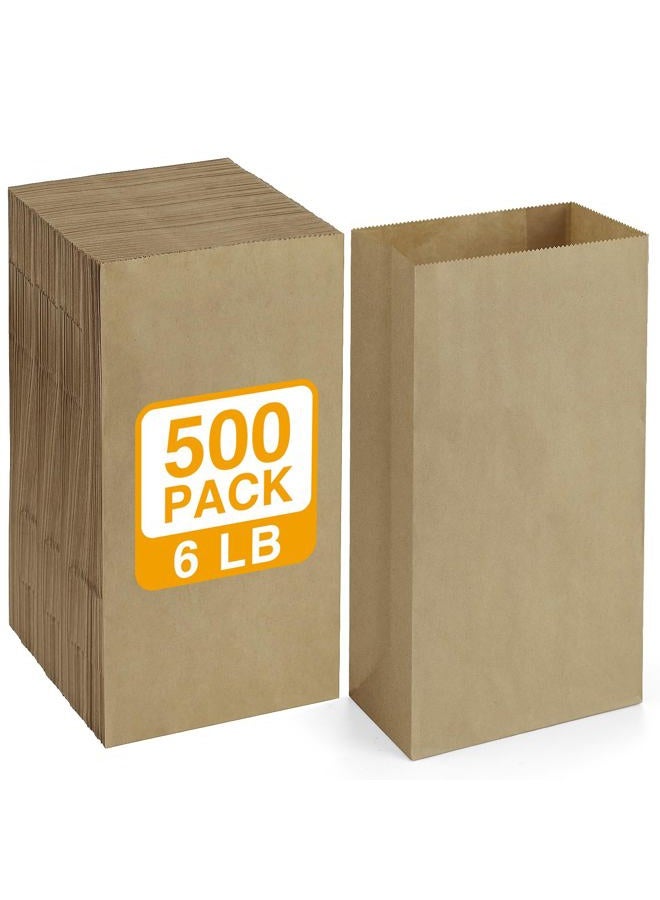 BagDream 500 حقيبة غداء ورقية 6 رطل أكياس ورقية بنية أكياس غداء ورقية صغيرة لأطعمة خفيفة، حرف، غداء سعة 6 رطل - Image 1