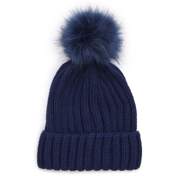 RR DESIGN Winter Warm Wool Pom Pom Hat Soft Thick Knit Acrylic Beanie Hat Caps-Winter Headgear for Girls and Women's (Navy Blue) - Image 3