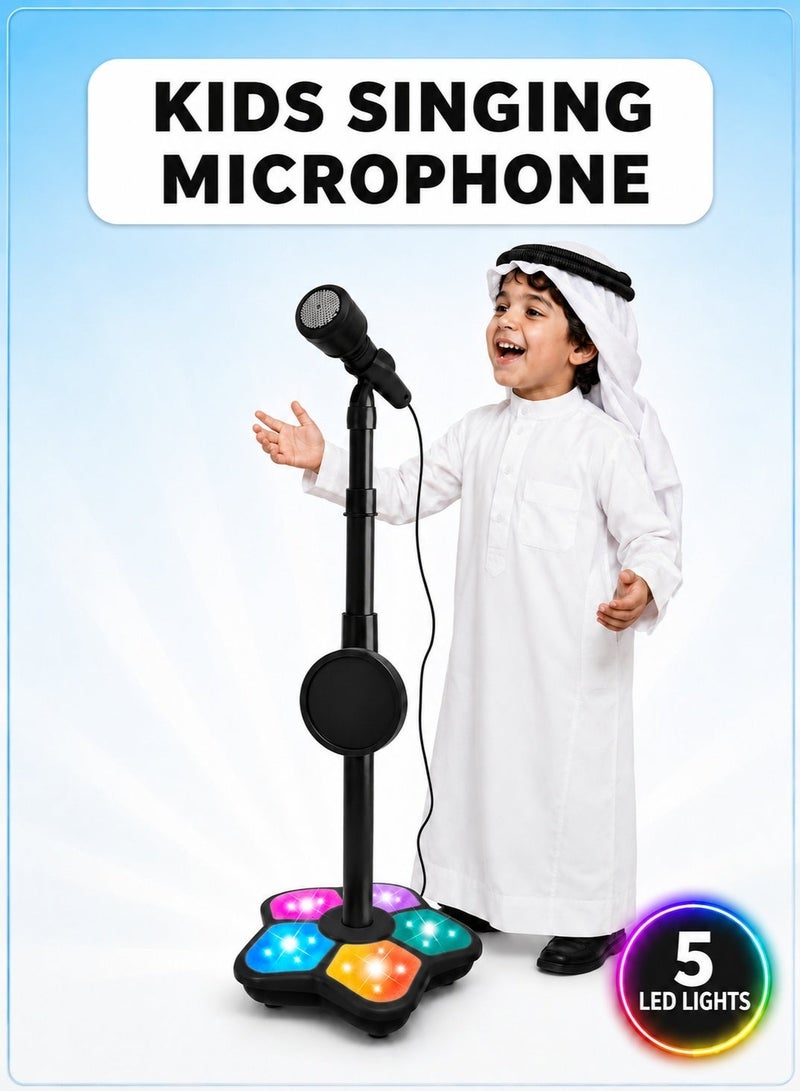 جودي بلاي joudiplay لعبة ميكروفون وجيتار للأطفال 5 أضواء للحفلات والمسرح وكاريوكي الغناء هدية للأولاد والبنات لون أسود تغليف صندوق هدية - Image 4