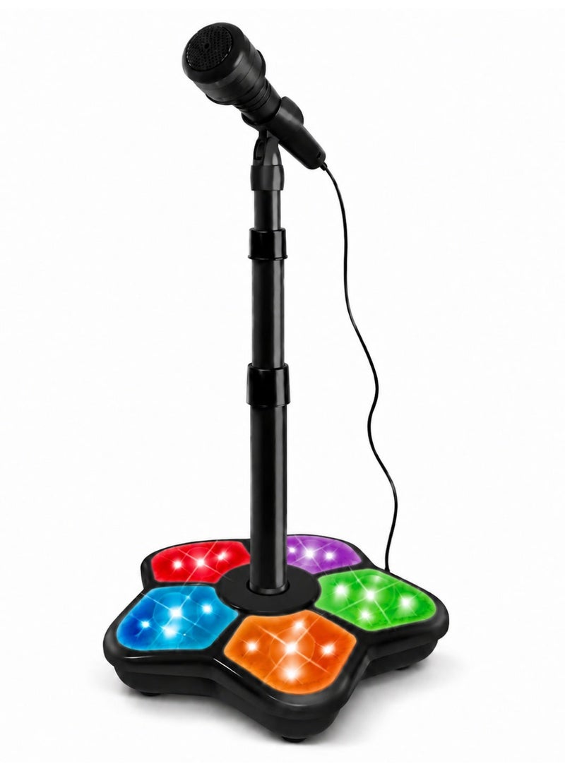 جودي بلاي joudiplay لعبة ميكروفون وجيتار للأطفال 5 أضواء للحفلات والمسرح وكاريوكي الغناء هدية للأولاد والبنات لون أسود تغليف صندوق هدية - Image 3