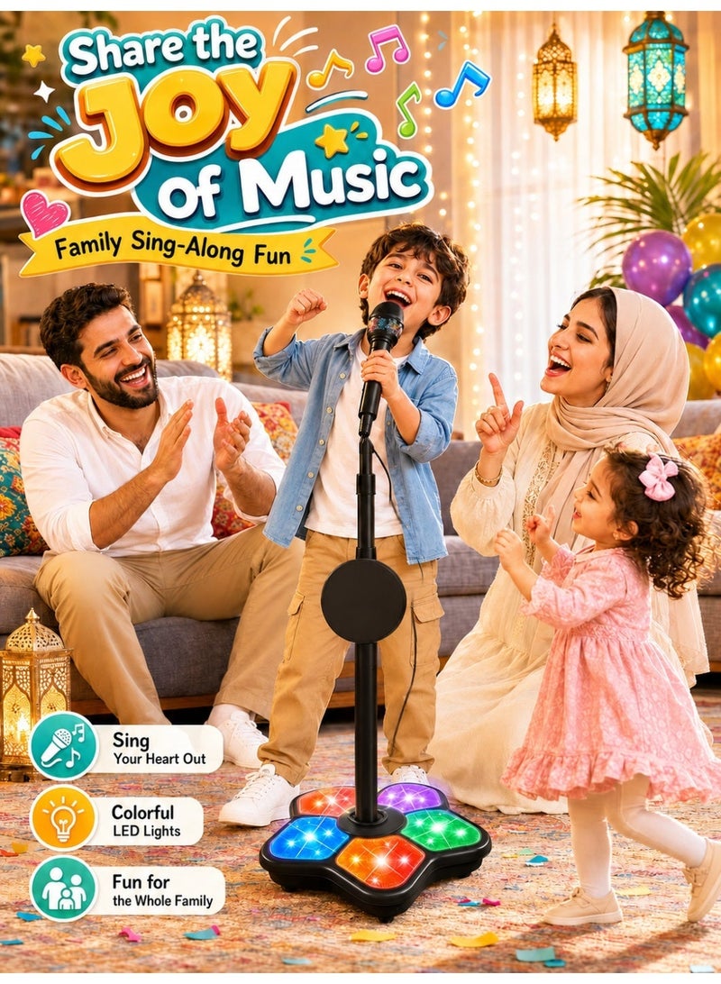 جودي بلاي joudiplay لعبة ميكروفون وجيتار للأطفال 5 أضواء للحفلات والمسرح وكاريوكي الغناء هدية للأولاد والبنات لون أسود تغليف صندوق هدية - Image 2