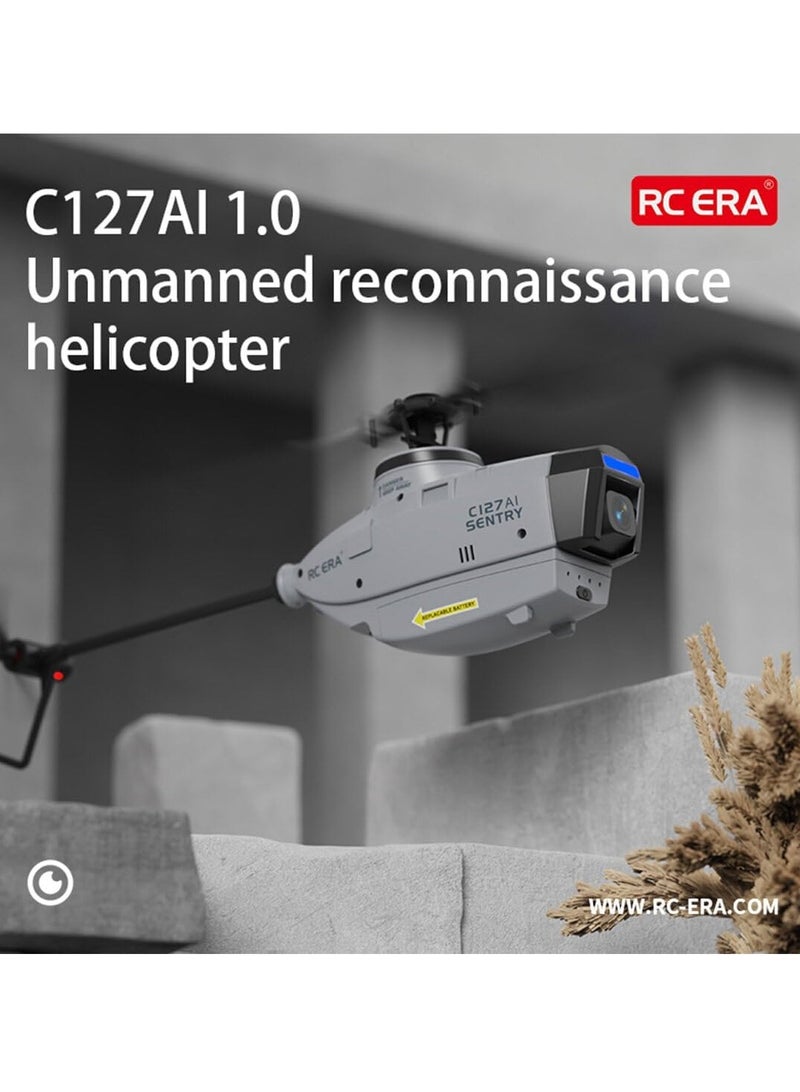 Generic C127AI RC Helicopter Model with Camera, 2.4G RC 4CH Remote Control Helicopter Toys Military Aircraft Scout Drone Single-Rotor Brushless Drone for Boys Adults Beginners - 3 Battery - Image 3