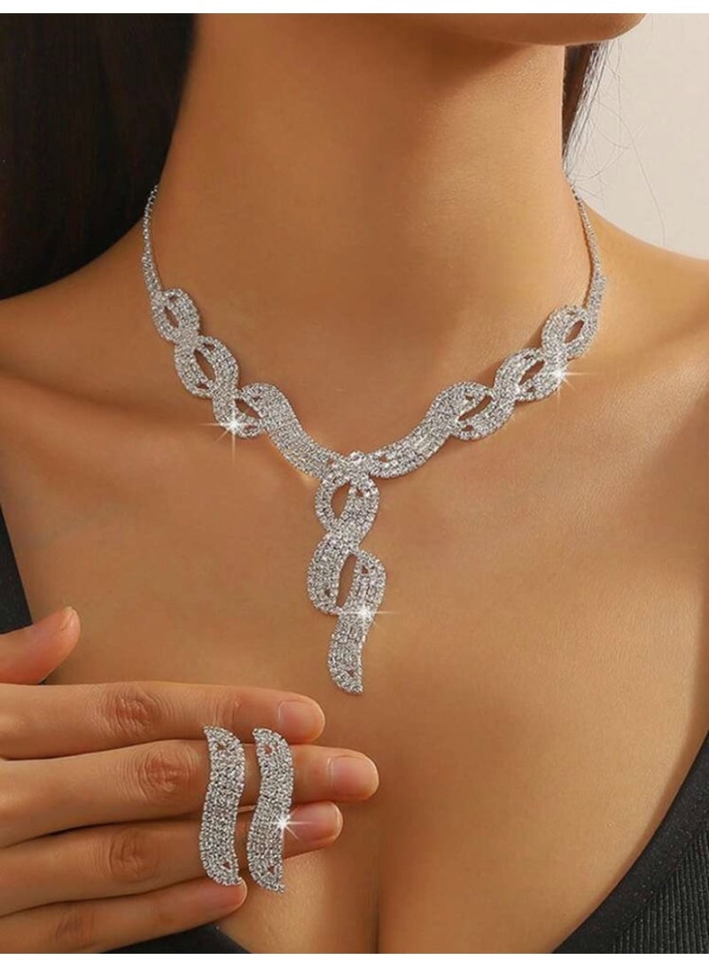 JewelryPalace Amazing Trendy Women's Zirconia Necklace And Earrings Jewellery Set  - Image 2