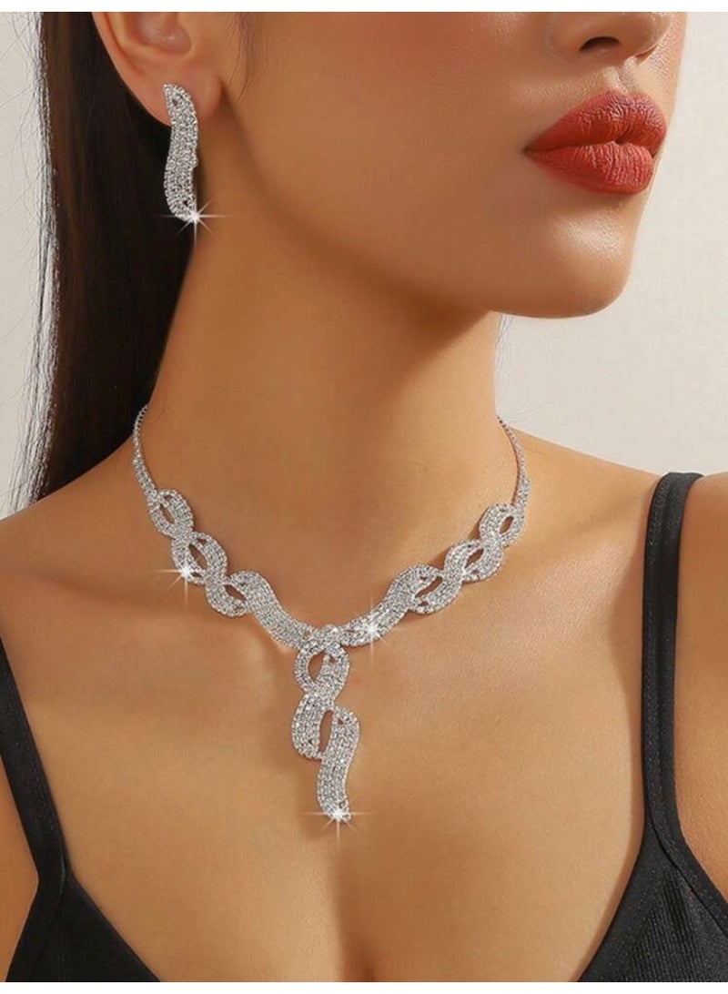 JewelryPalace Amazing Trendy Women's Zirconia Necklace And Earrings Jewellery Set  - Image 1