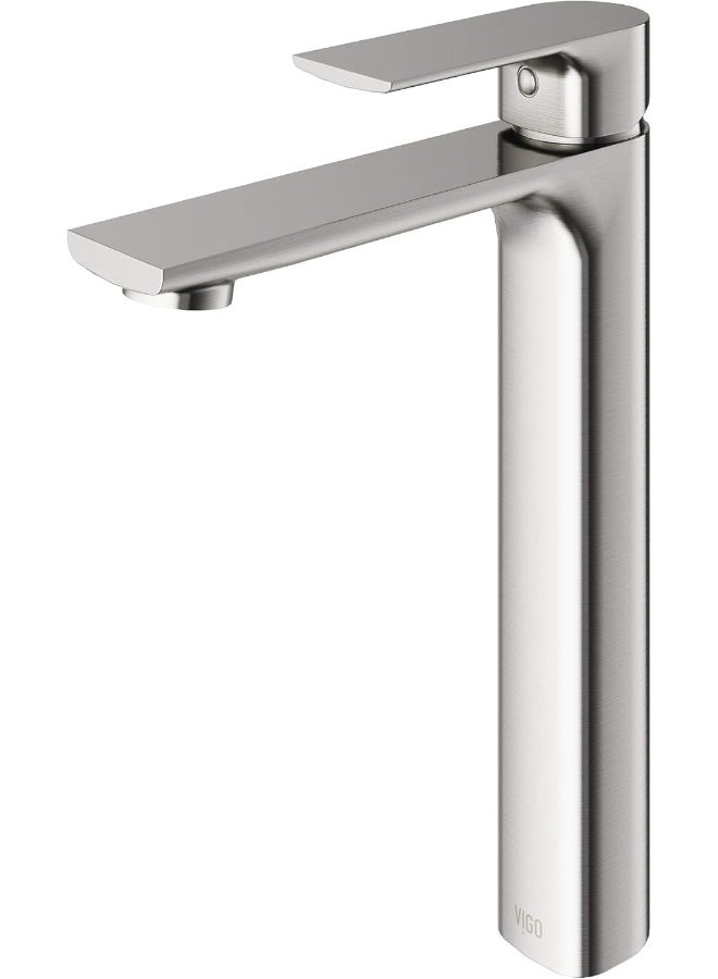 VIGO VG03027BN 11" H Norfolk Brushed Nickel Single-Handle Single Hole Vessel Deck-Mount WaterSense Bathroom Sink Faucet