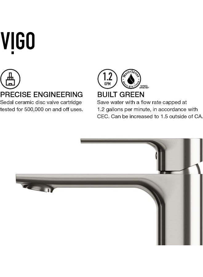 VIGO VG03027BN 11" H Norfolk Brushed Nickel Single-Handle Single Hole Vessel Deck-Mount WaterSense Bathroom Sink Faucet