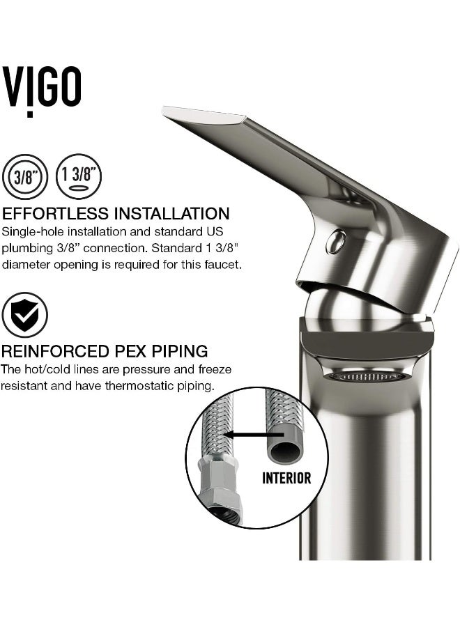 VIGO VG03027BN 11" H Norfolk Brushed Nickel Single-Handle Single Hole Vessel Deck-Mount WaterSense Bathroom Sink Faucet