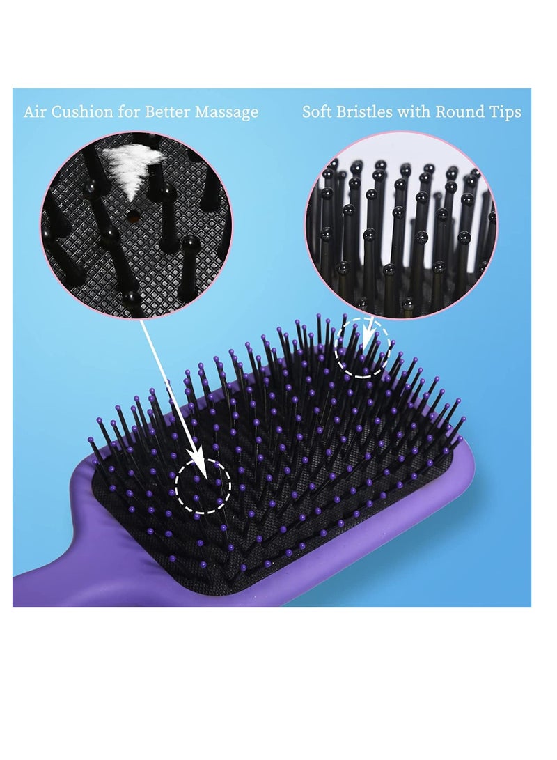 NIBEMINENT Hair Brush, 2 Pack HairBrush for Women Men and Kids, Great on WetDry Smoothing Massaging Detangling Pink Purple - Image 3