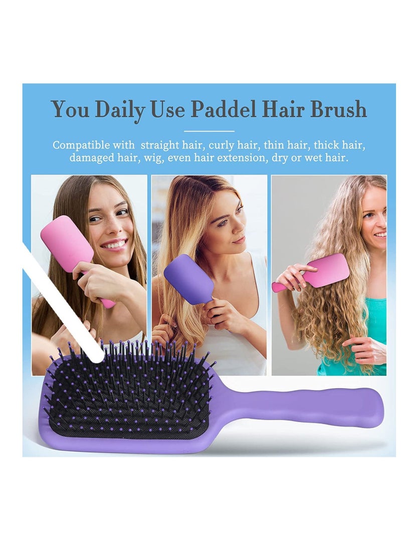 NIBEMINENT Hair Brush, 2 Pack HairBrush for Women Men and Kids, Great on WetDry Smoothing Massaging Detangling Pink Purple - Image 5