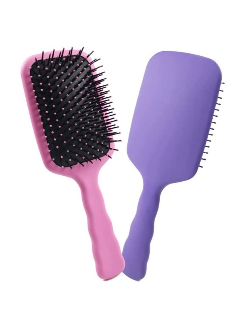 NIBEMINENT Hair Brush, 2 Pack HairBrush for Women Men and Kids, Great on WetDry Smoothing Massaging Detangling Pink Purple - Image 1