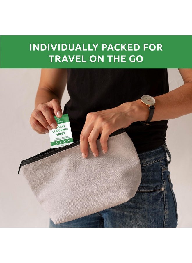 SaluVera - Eyelid Wipes With Tea Tree And Aloe Vera | Eye Lid Cleaning Wipes For Dry And Itchy Eyes Relief | Natural Ingredients Eyelid Scrub For Daily Usage - Pack Of 30 - Image 1