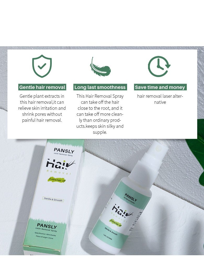 PANSLY - 30ml Hair Removal Spray, Hair Growth Inhibitor, Intimate Painless Hair Remover for Sensitive Skin, Depilatory Cream for Legs, Arms, Underarms and Private Areas, Non-Irritating Painless Flawless - Image 1