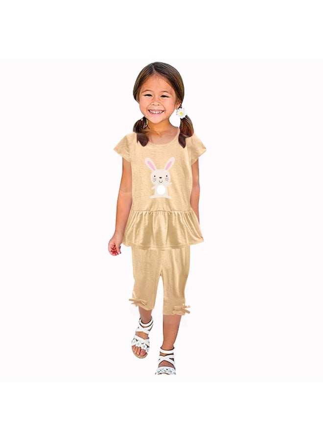 European And American Women's Short Sleeve Suit 24 Summer New Children's Clothing Girls Short Sleeve Two Piece Pants Children's Clothing
