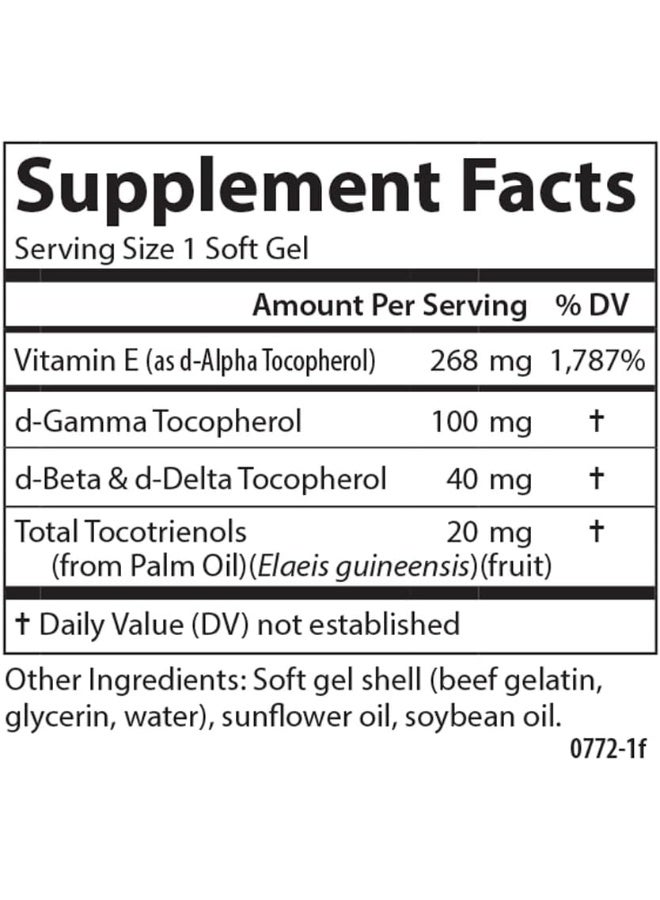 Carlson - E-Gems Elite, 400 IU Vitamin E with Tocopherols & Tocotrienols, Vitamin E Capsules, Heart Health & Optimal Wellness, Antioxidant, Vitamin E Supplement, 240 Softgels - Image 4