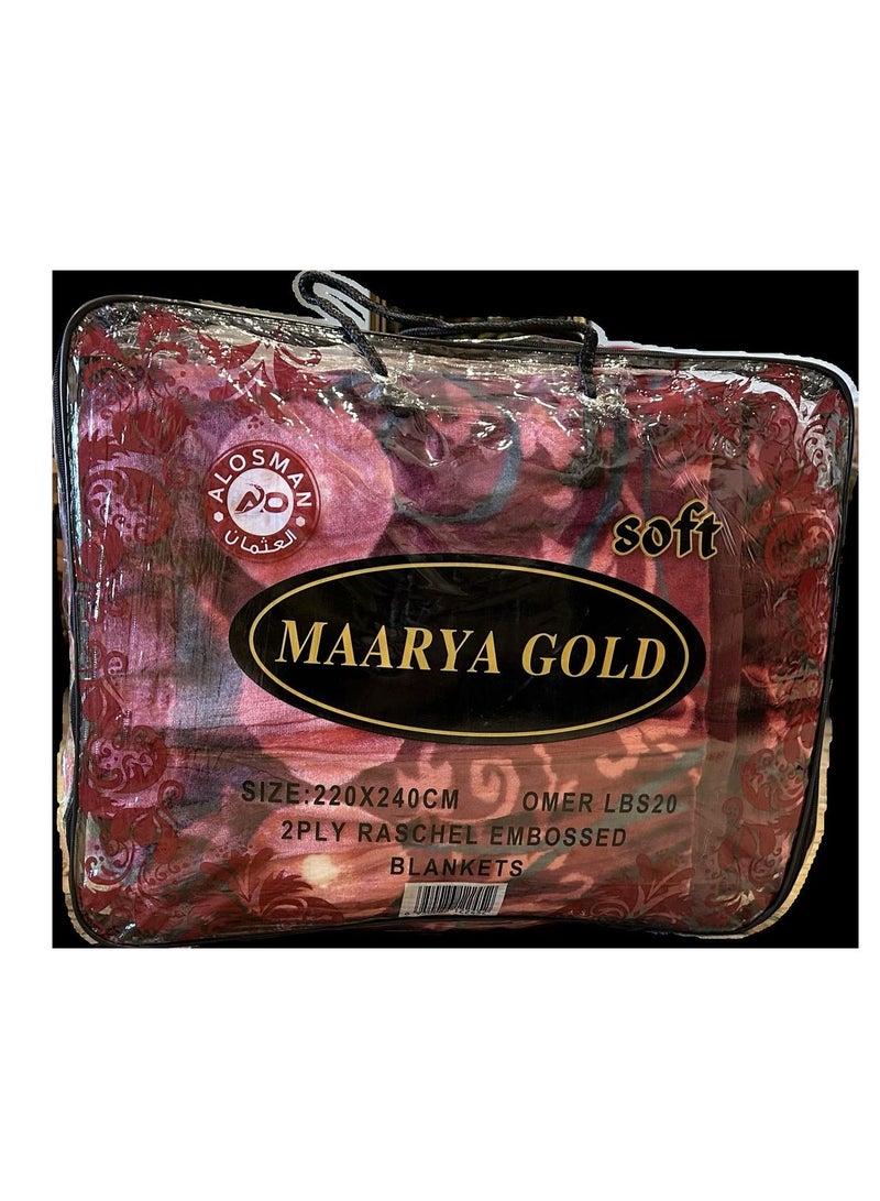 MAARYA GOLD 2 PLY SUPER SOFT EMBOSSED BLANKET - Image 1