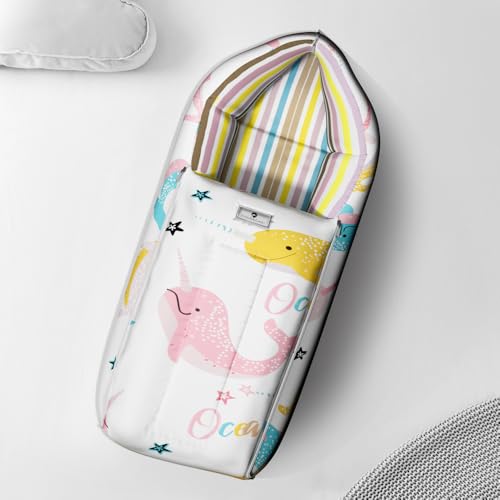 StarAndDaisy 3 in 1 Baby Sleeping Bag for New Born/Baby Bedding Set for New Born/Soft and Comfortable Baby Bed for 0-12 Months/Washable & Foldable Cotton Design (Ocean Print) - Image 1