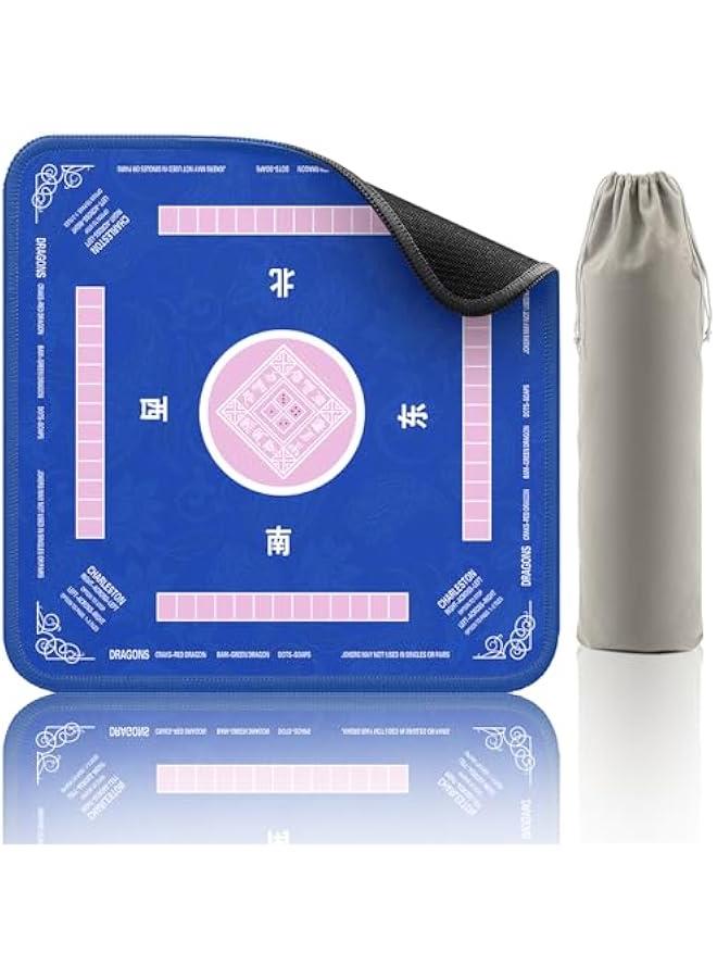 Mahjong Mat - Non-Slip Noise Reduction Gaming Mat 32.4x32.4 Inch for Mahjong/Poker/Board Games/Card Games/Dominoes (Blue) - Image 1