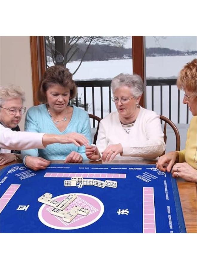 Mahjong Mat - Non-Slip Noise Reduction Gaming Mat 32.4x32.4 Inch for Mahjong/Poker/Board Games/Card Games/Dominoes (Blue) - Image 4