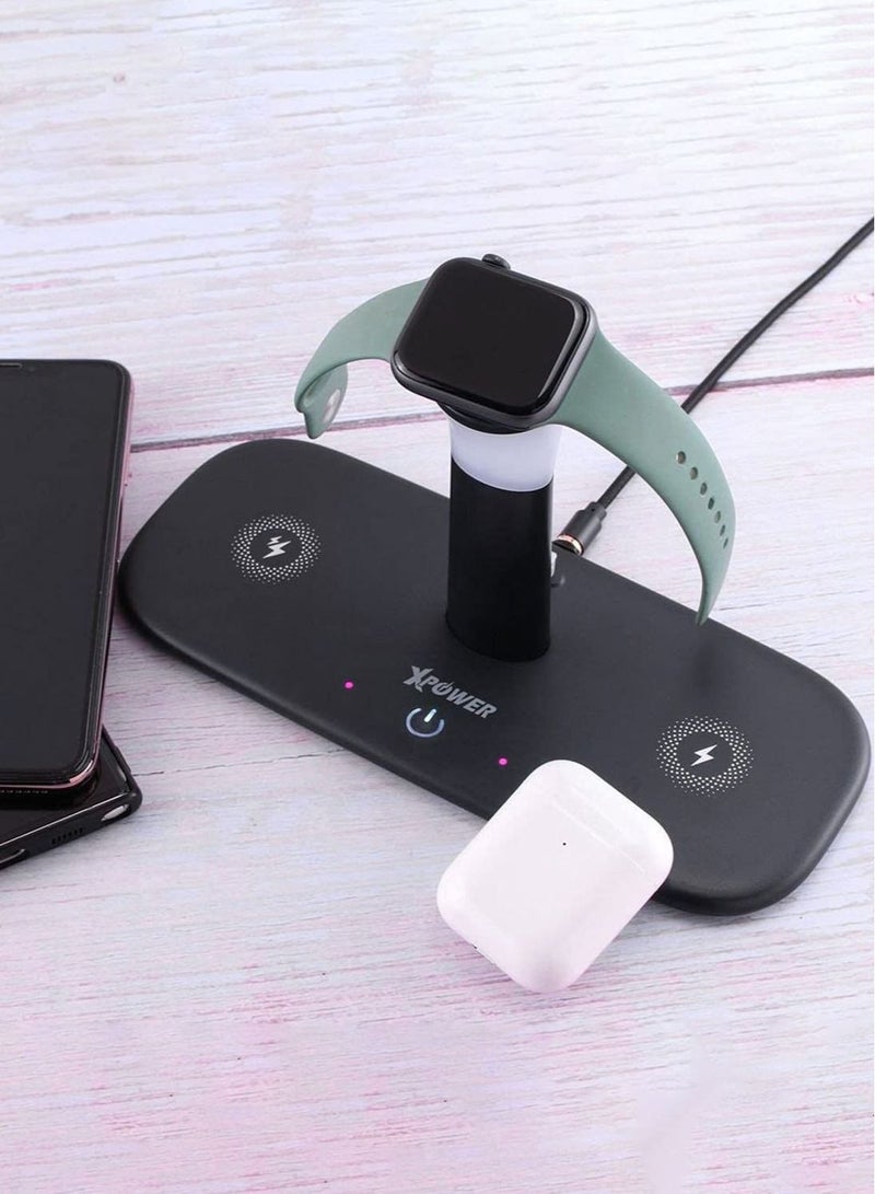 Xpower شاحن لاسلكي LH5 بقدرة 4x [15W] متوافق مع سلسلة iPhone 12 / ساعة ذكية من السلسلة 1 إلى 6 / Airpods 2 و Airpods Pro - Image 4