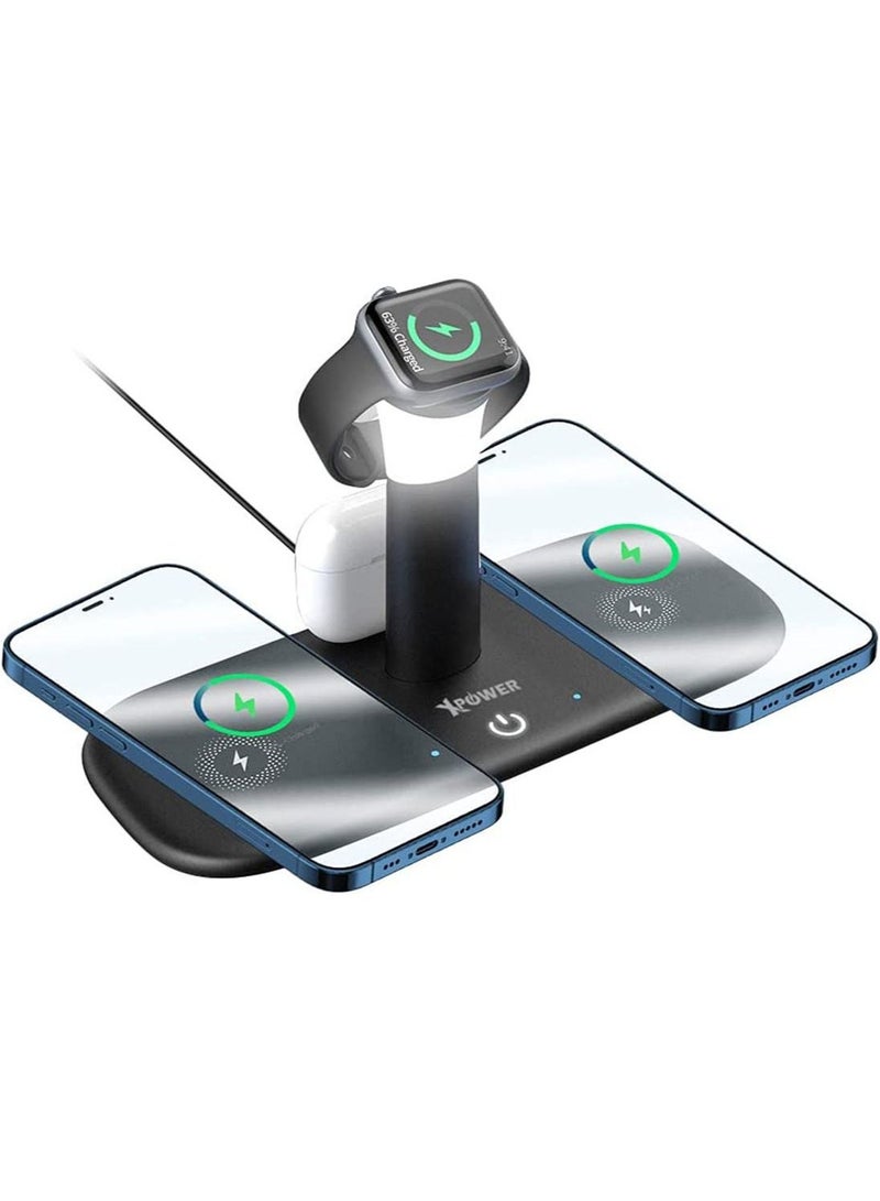 Xpower شاحن لاسلكي LH5 بقدرة 4x [15W] متوافق مع سلسلة iPhone 12 / ساعة ذكية من السلسلة 1 إلى 6 / Airpods 2 و Airpods Pro - Image 1