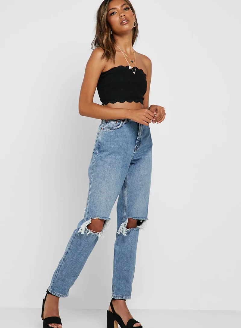 TOPSHOP Ripped Mom Jeans