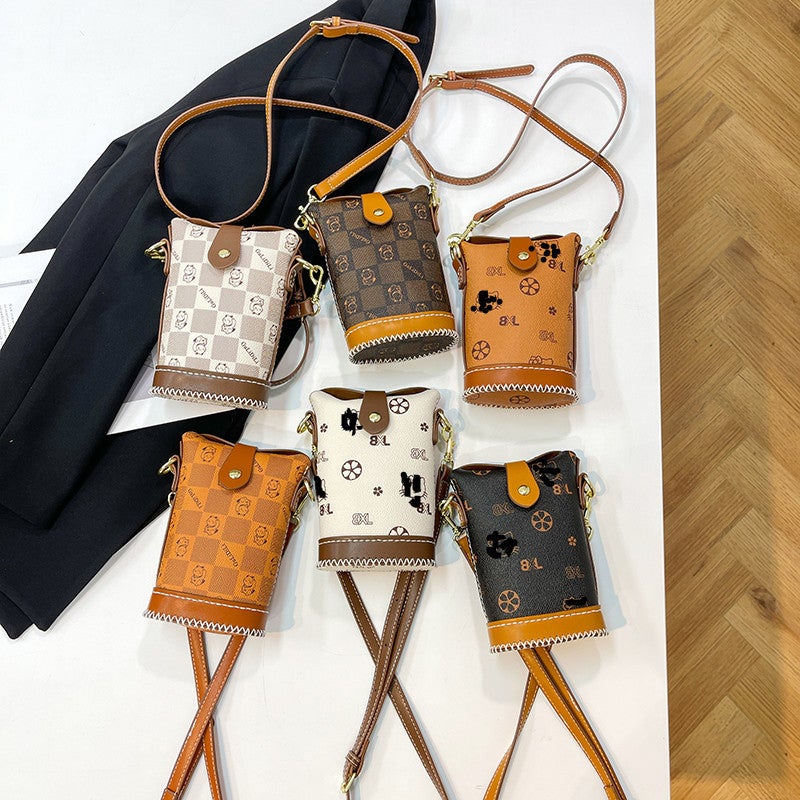 Contrast Bucket Bag Small And Exquisite Retro Women'S Bag Diy Material Bag Group Construction Activity Homemade Shoulder Mobile Phone Bag - Image 4