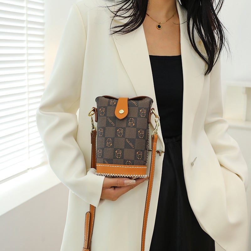 Contrast Bucket Bag Small And Exquisite Retro Women'S Bag Diy Material Bag Group Construction Activity Homemade Shoulder Mobile Phone Bag - Image 3
