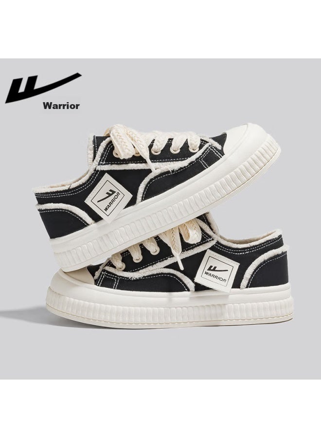 Pull Back Huili Women's Canvas Shoes, Versatile Wheat Spike Casual Shoes, Student Sports White Sneakers F249br Black/beige 40 - Image 5