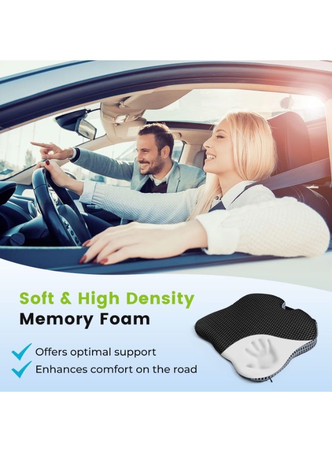 HALAMODO Soft Dense Memory Foam Car Seat Cushion for Driving - Seat Cushion for Car Seat Driver with Wedge Design & Raised Back to Broaden Vision, Provides Comfort for Lower Back - Image 4