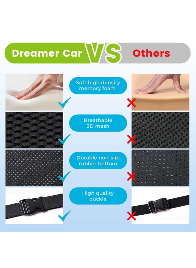 HALAMODO Soft Dense Memory Foam Car Seat Cushion for Driving - Seat Cushion for Car Seat Driver with Wedge Design & Raised Back to Broaden Vision, Provides Comfort for Lower Back - Image 2