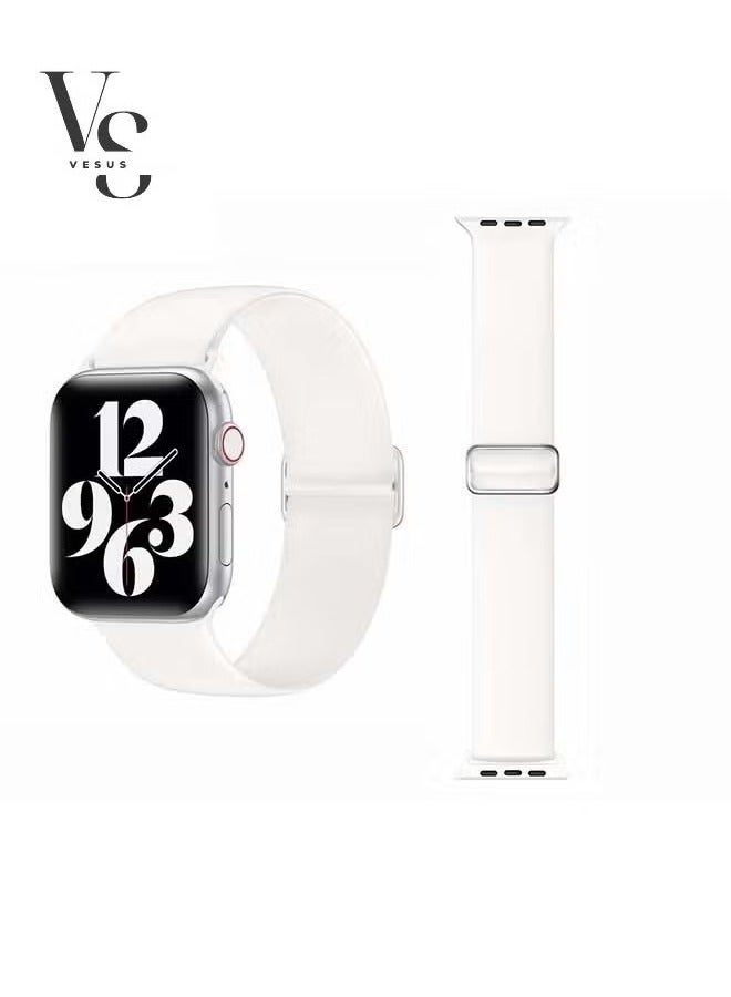 vesus Adjustable Silicone Solo Loop Band for Apple Watch Series 1/2/3/4/5/6/SE 44/42mm White
