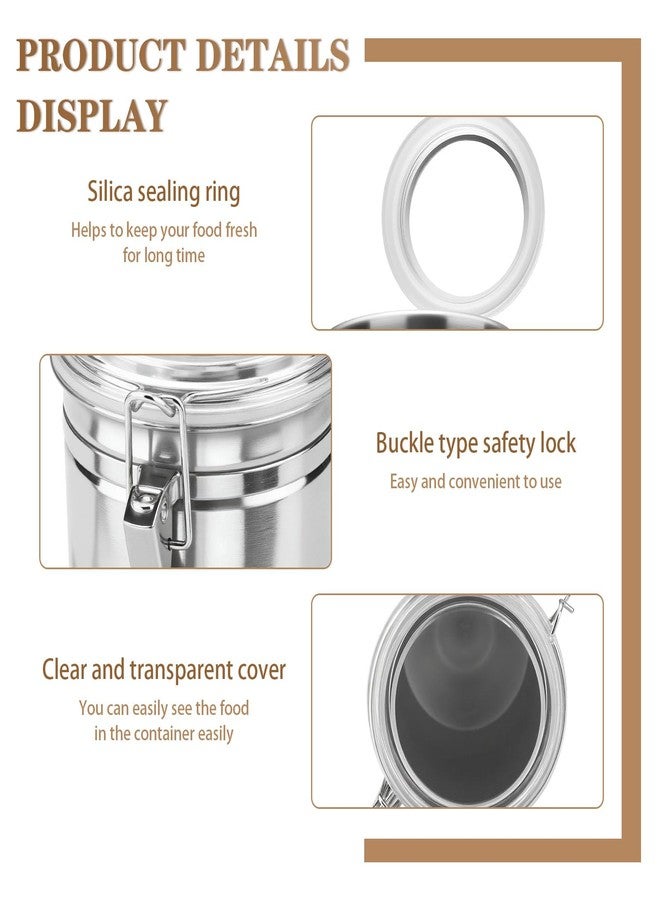Yitexin Stainless Steel Coffee Canisters with Airtight Lids, Metal Coffee Storage Container, Sealed Jars Organizers for Cereal Food Ground Beans Sugar Kitchen Tea Bar Rice Silver 41 OZ/1.2 L (Silver) - Image 3