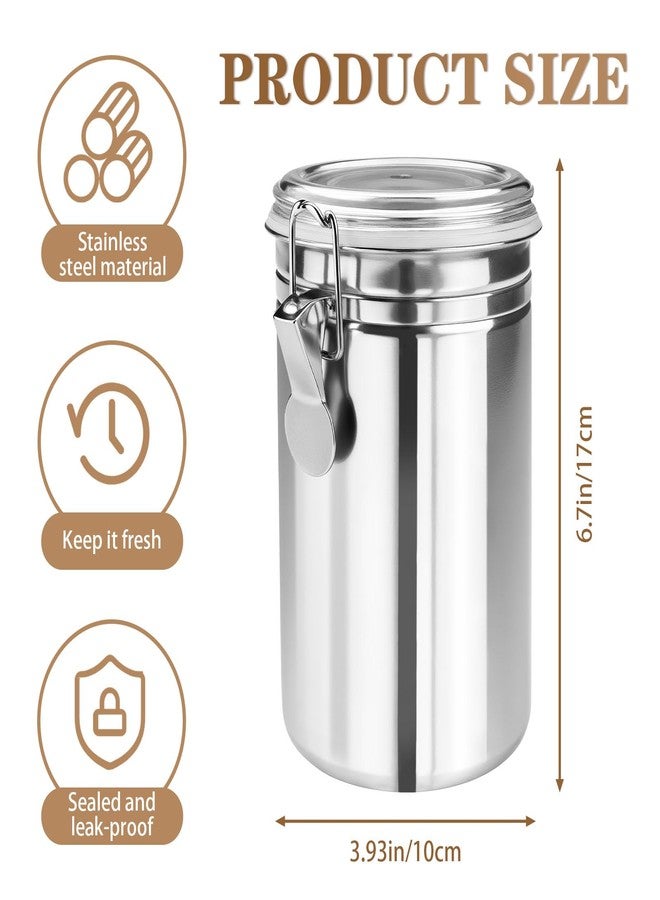 Yitexin Stainless Steel Coffee Canisters with Airtight Lids, Metal Coffee Storage Container, Sealed Jars Organizers for Cereal Food Ground Beans Sugar Kitchen Tea Bar Rice Silver 41 OZ/1.2 L (Silver) - Image 2