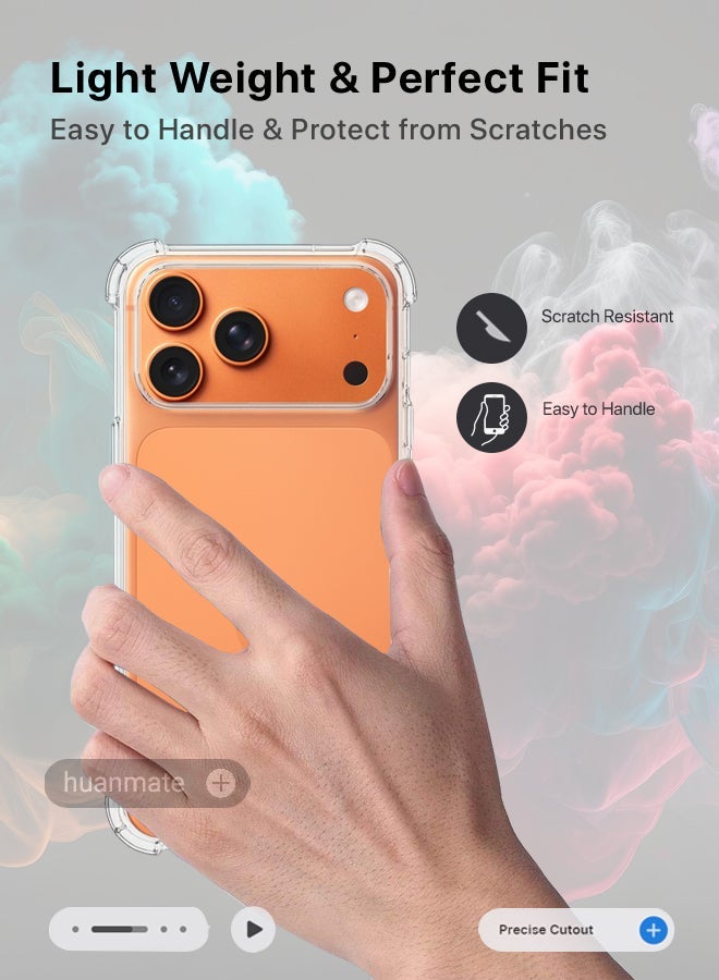 huanmate 3 in 1 Apple iPhone 17 Pro Protection Pack - Ultra Clear Shockproof Case, Edge-to-Edge Screen Protector & Camera Lens Protector, 360 Degree Full Body Protection for Apple iPhone 17 Pro - Image 3