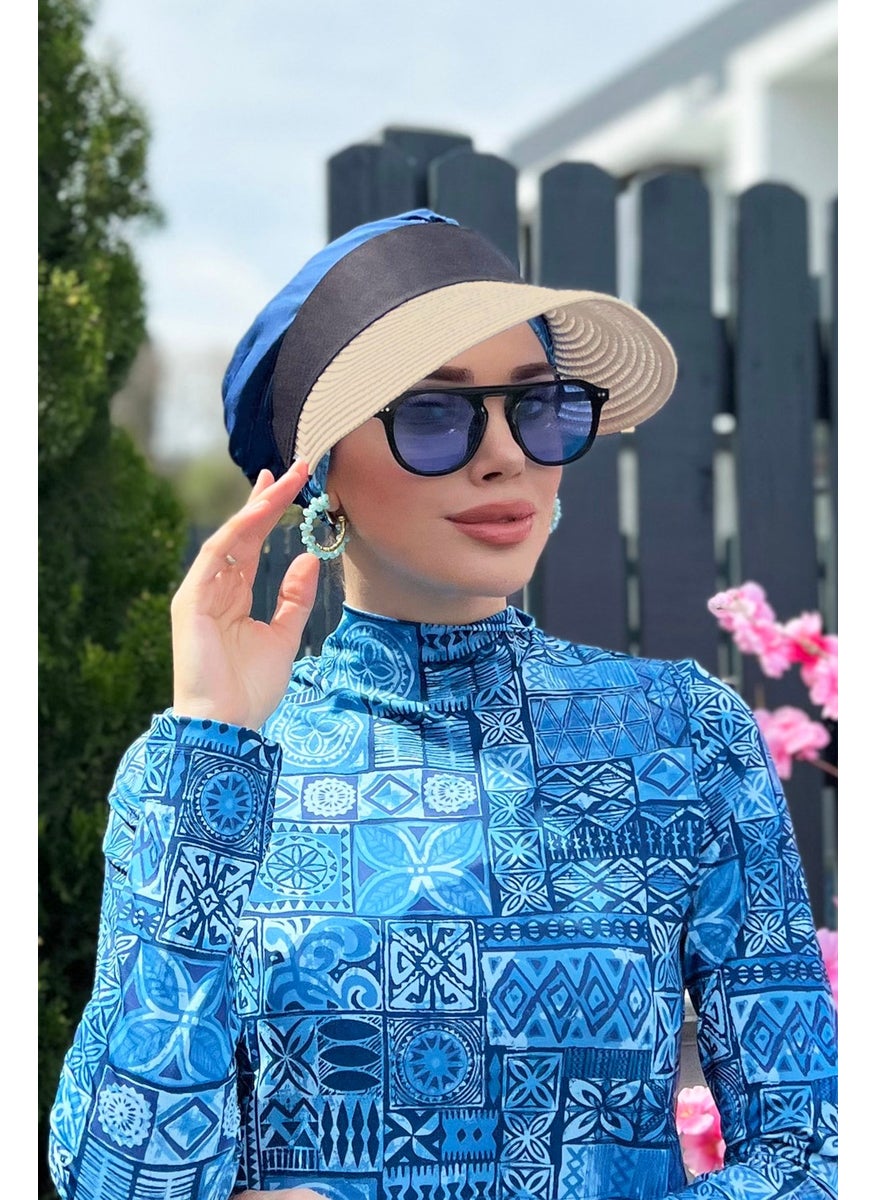Remsa Mayo Remsa Swimsuit Folding Visor Straw Hat Sunscreen Visor Beige Rş-45  - Image 1
