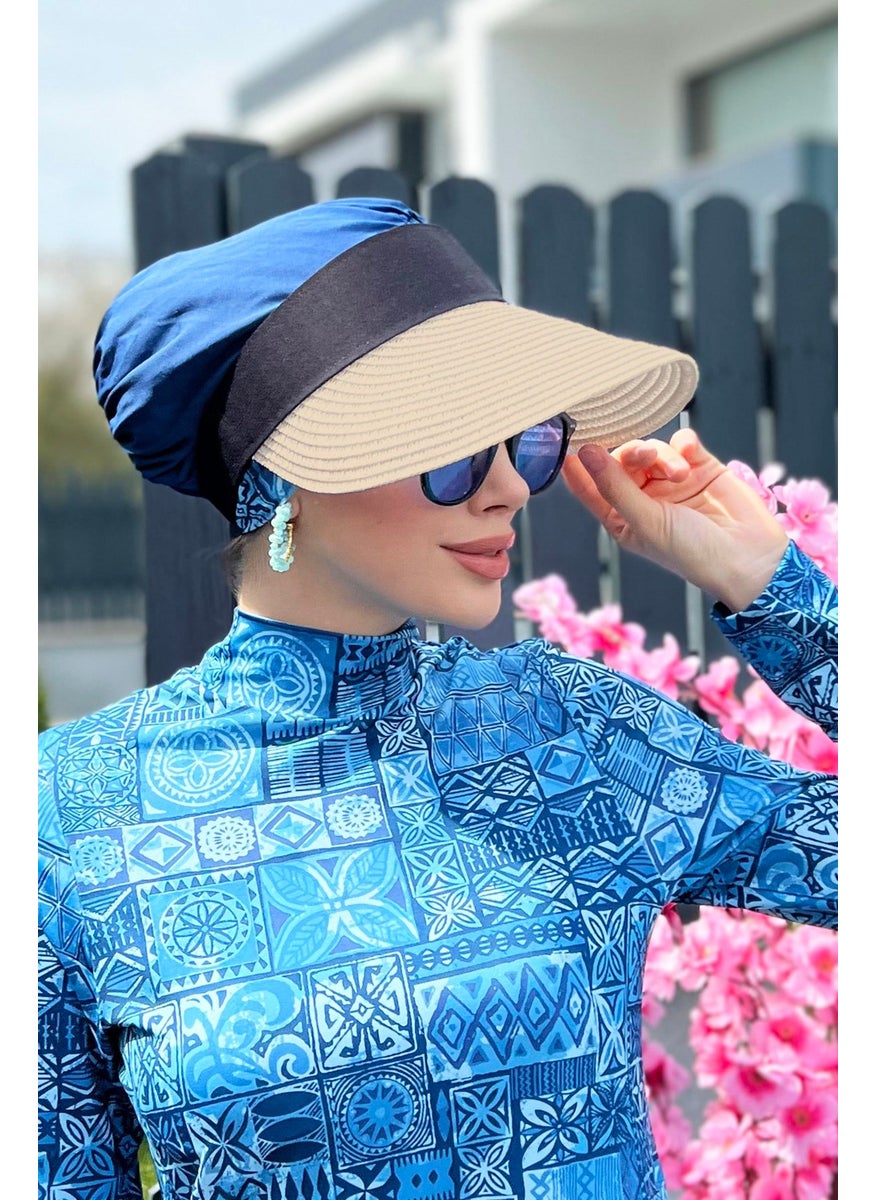 Remsa Mayo Remsa Swimsuit Folding Visor Straw Hat Sunscreen Visor Beige Rş-45  - Image 2