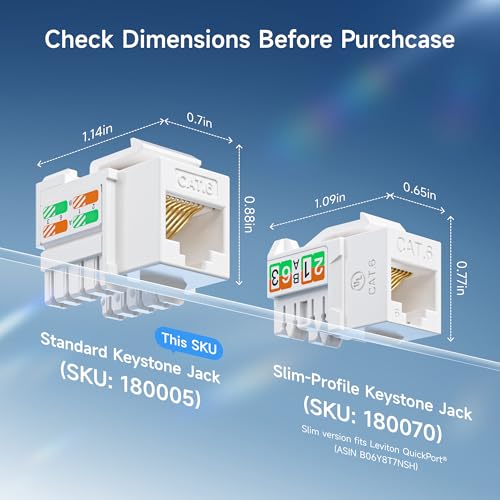 Cable Matters [UL Listed] 25-Pack 10Gbps Cat6 Keystone Jacks, RJ45 Keystone Jack, Ethernet Modular Jack in White with Punch-Down Stand for Patch Panel and Wall Plate - Image 3