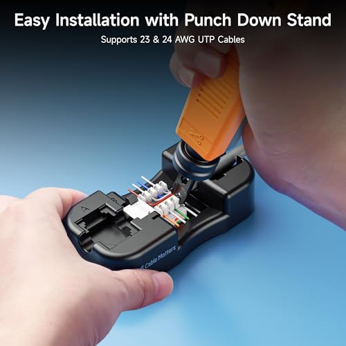 Cable Matters [UL Listed] 25-Pack 10Gbps Cat6 Keystone Jacks, RJ45 Keystone Jack, Ethernet Modular Jack in White with Punch-Down Stand for Patch Panel and Wall Plate - Image 4