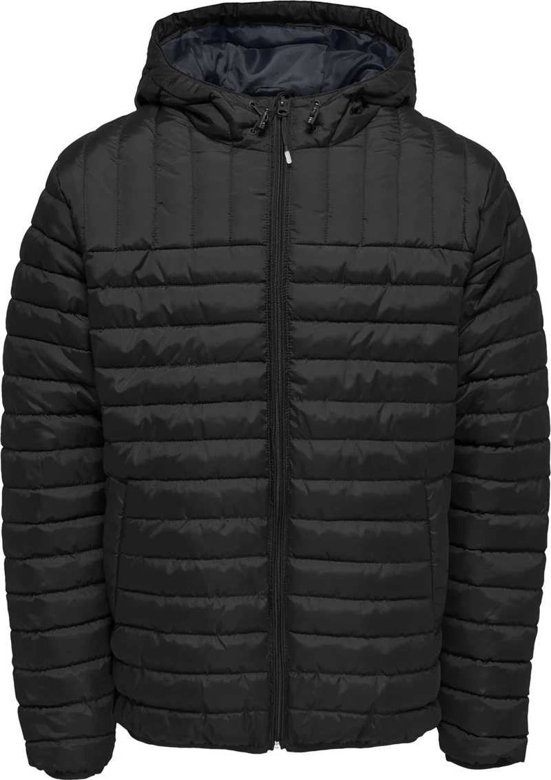 اونلي &sons Men's Coat Paul Quilted Hood 22015121-BLK