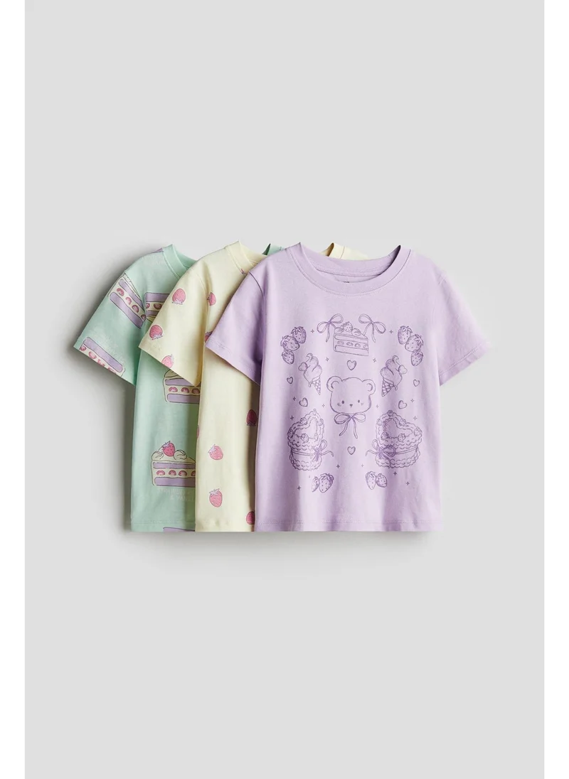 H&M 3-pack printed jersey tops