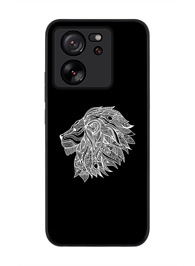 Stylizedd Rugged Black Edge case for Xiaomi 13T / Xiaomi 13T Pro, Slim fit Soft Case Flexible Rubber Edges Anti Drop TPU Gel Thin Cover - Lion Abstract - Image 1