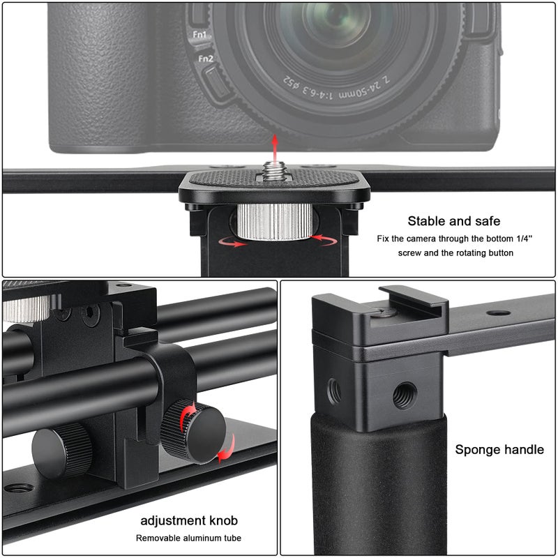 Fantaseal Universal Aluminum Alloy DSLR Mirrorless Camera Camcorder Stabilizer Extension Cage Mount for Mic Monitor Light, Movie Making Rig YouTube Tiktok Vlogging Video Kit w/Phone Holder for Canon Sony Nikon - Image 5