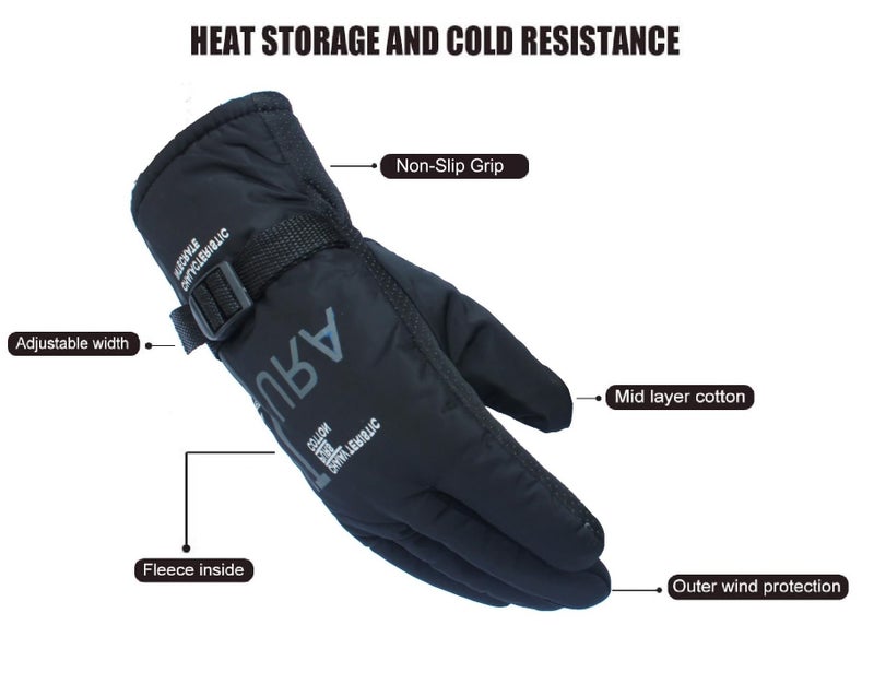 Alexvyan 1 Pair -20℉ Snow & Windproof Scratch Proof Thermal Soft Fur Warm Full Finger Winter Gloves (Fur/Fleece Inside) for Riding, Protective Hand Ideal for Cold Weather for Male (Black Sports) - Image 2