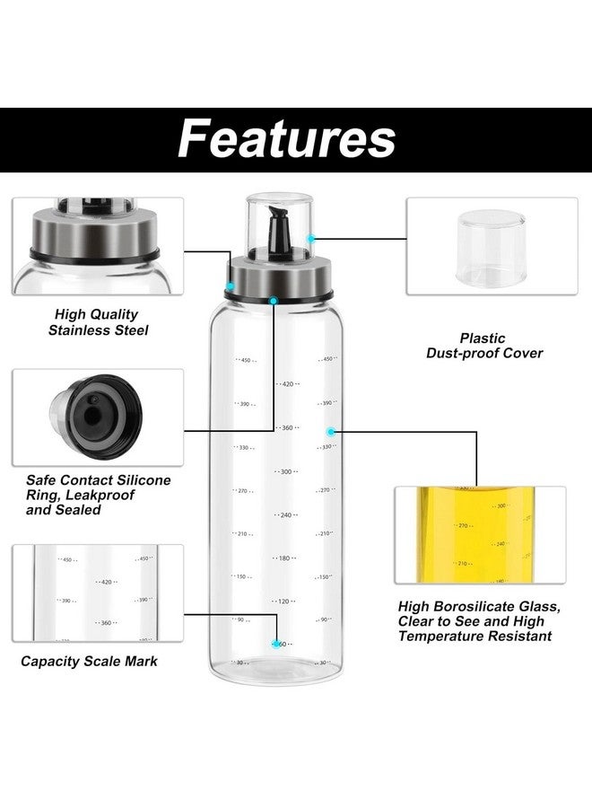 STORE 2508 Store2508 Cooking Oil Bottles 500ml Oil Dispenser Set Wide Neck Easy to Fill and Clean Leak proof Glass Oil and Vinegar Measuring Cruet for Kitchen (Pack of 1) - Image 2